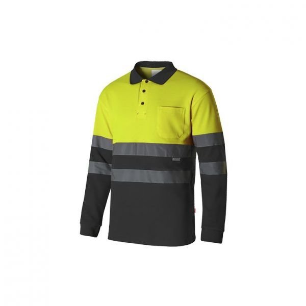 POLO-ALGODON-BICOLOR-ML-AV-gris-amarillo-fluor